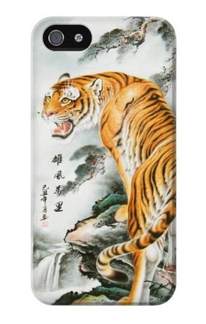 S2750 虎の絵画 Oriental Chinese Tiger Painting iPhone 5 5S SE バックケース、フリップケース・カバー