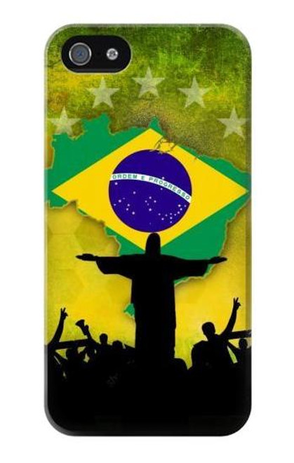 S2981 ブラジルサッカー Brazil Football Soccer Map Flag iPhone 5 5S SE バックケース、フリップケース・カバー