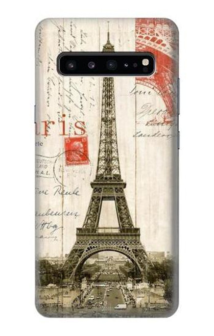 S2108 エッフェル塔パリポストカード Eiffel Tower Paris Postcard Samsung Galaxy S10 5G バックケース、フリップケース・カバー