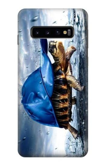 S0084 雨でかめ Turtle in the Rain Samsung Galaxy S10 バックケース、フリップケース・カバー