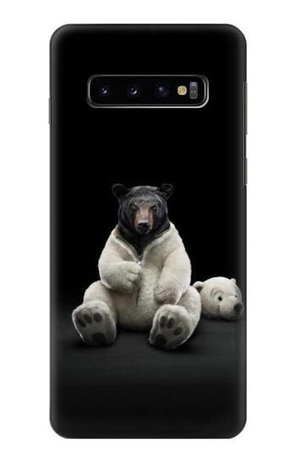 S0878 黒いくま Black Bear Samsung Galaxy S10 バックケース、フリップケース・カバー