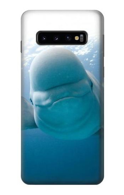S1801 ベルーガ スマイルクジラ Beluga Whale Smile Whale Samsung Galaxy S10 バックケース、フリップケース・カバー
