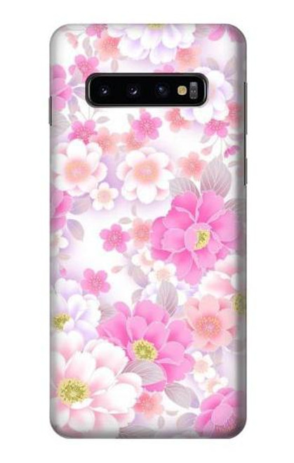 S3036 ピンクフラワーフローラ Pink Sweet Flower Flora Samsung Galaxy S10 バックケース、フリップケース・カバー