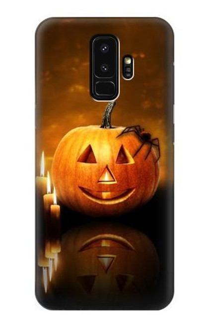 S1083 南瓜 蜘蛛 蝋燭 ハロウィーン Pumpkin Spider Candles Halloween Samsung Galaxy S9 Plus バックケース、フリップケース・カバー