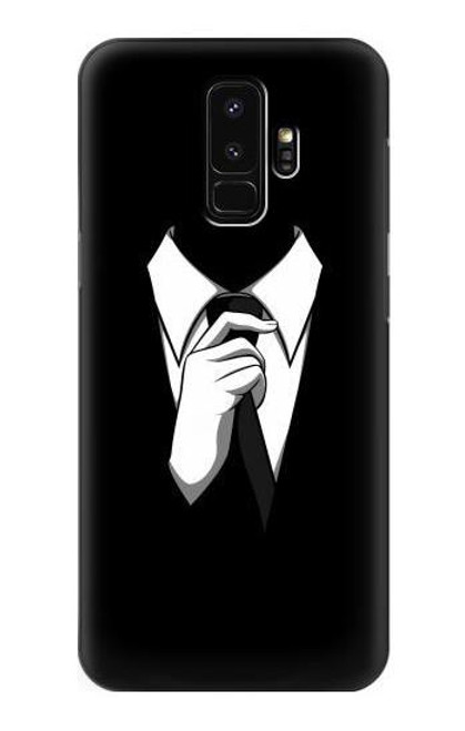 S1591 ブラックスーツで匿名の男 Anonymous Man in Black Suit Samsung Galaxy S9 Plus バックケース、フリップケース・カバー