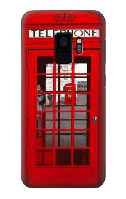 S0058 ロンドン〔イギリス〕の赤い電話ボックス Classic British Red Telephone Box Samsung Galaxy S9 バックケース、フリップケース・カバー