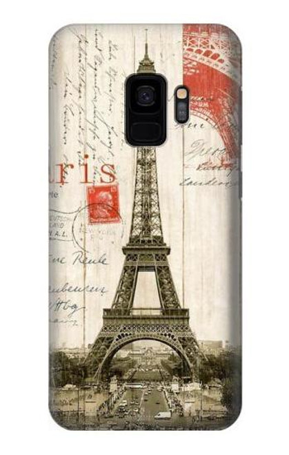 S2108 エッフェル塔パリポストカード Eiffel Tower Paris Postcard Samsung Galaxy S9 バックケース、フリップケース・カバー