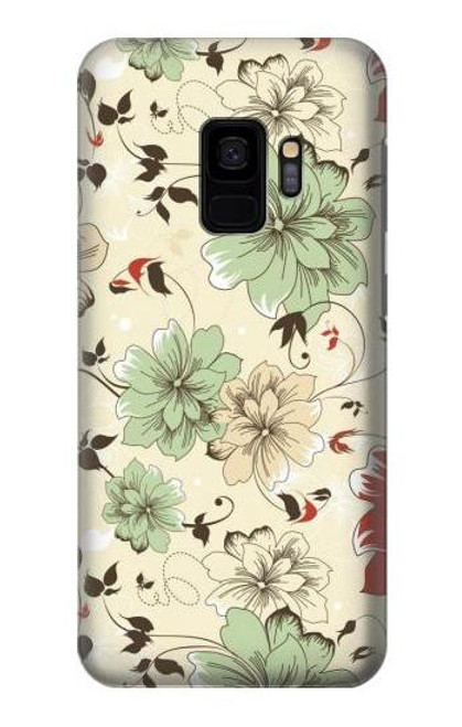 S2179 ヴィンテージ花のパターン Flower Floral Vintage Art Pattern Samsung Galaxy S9 バックケース、フリップケース・カバー