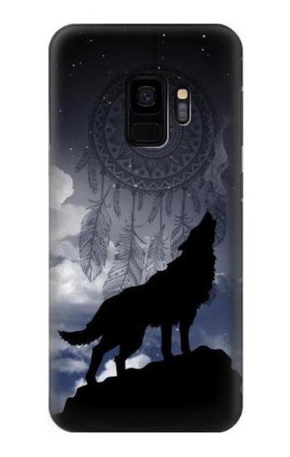 S3011 ドリームキャッチャーオオカミは 月にハウリング Dream Catcher Wolf Howling Samsung Galaxy S9 バックケース、フリップケース・カバー
