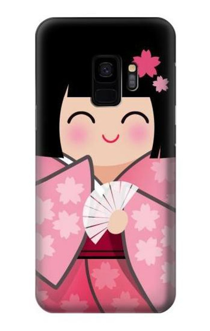S3042 雛人形 着物桜 Japan Girl Hina Doll Kimono Sakura Samsung Galaxy S9 バックケース、フリップケース・カバー