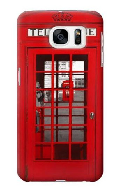 S0058 ロンドン〔イギリス〕の赤い電話ボックス Classic British Red Telephone Box Samsung Galaxy S7 バックケース、フリップケース・カバー