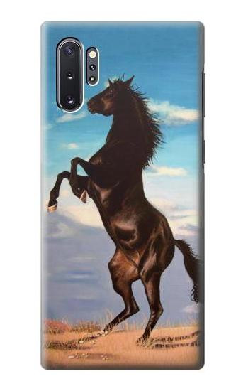 S0934 黒野生馬 Wild Black Horse Samsung Galaxy Note 10 Plus バックケース、フリップケース・カバー