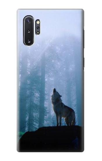 S0935 森の中の野生オオカミのハウリング Wolf Howling in Forest Samsung Galaxy Note 10 Plus バックケース、フリップケース・カバー