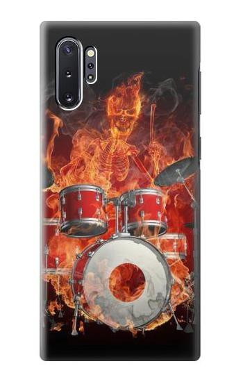 S1431 スカル ドラム ファイア ロック音楽 Skull Drum Fire Rock Samsung Galaxy Note 10 Plus バックケース、フリップケース・カバー
