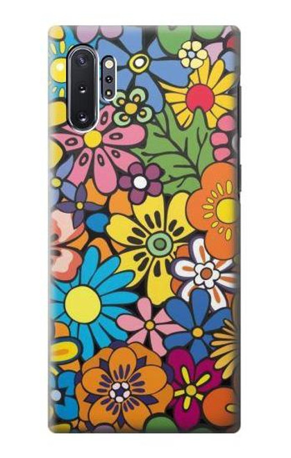 S3281 カラフルなヒッピーの花のパターン Colorful Hippie Flowers Pattern Samsung Galaxy Note 10 Plus バックケース、フリップケース・カバー