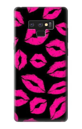S2933 ピンクの唇のキス Pink Lips Kisses on Black Note 9 Samsung Galaxy Note9 バックケース、フリップケース・カバー