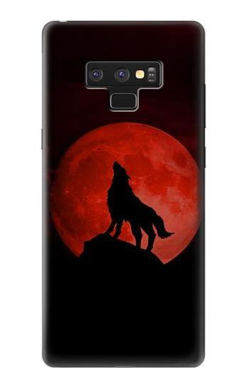 S2955 狼は赤月にハウリング Wolf Howling Red Moon Note 9 Samsung Galaxy Note9 バックケース、フリップケース・カバー