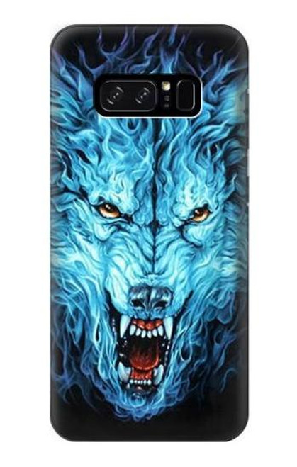 S0752 青火災狼 Blue Fire Grim Wolf Note 8 Samsung Galaxy Note8 バックケース、フリップケース・カバー