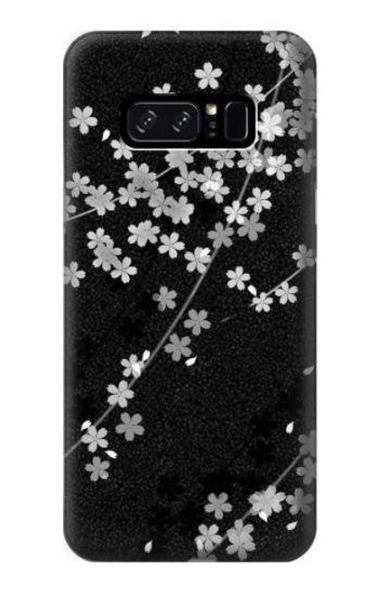 S2544 黒花柄の着物 Japanese Kimono Style Black Flower Pattern Note 8 Samsung Galaxy Note8 バックケース、フリップケース・カバー