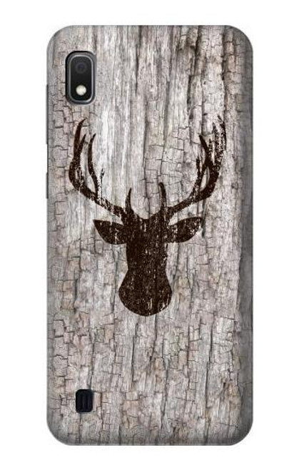 S2505 トナカイ古い木材グラフィックプリント Reindeer Head Old Wood Texture Graphic Printed Samsung Galaxy A10 バックケース、フリップケース・カバー