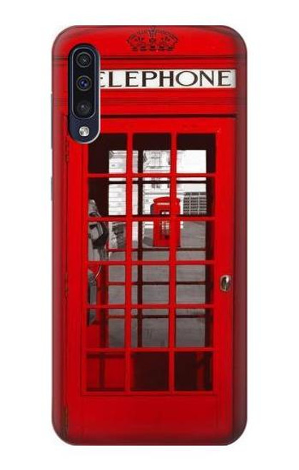 S0058 ロンドン〔イギリス〕の赤い電話ボックス Classic British Red Telephone Box Samsung Galaxy A50 バックケース、フリップケース・カバー