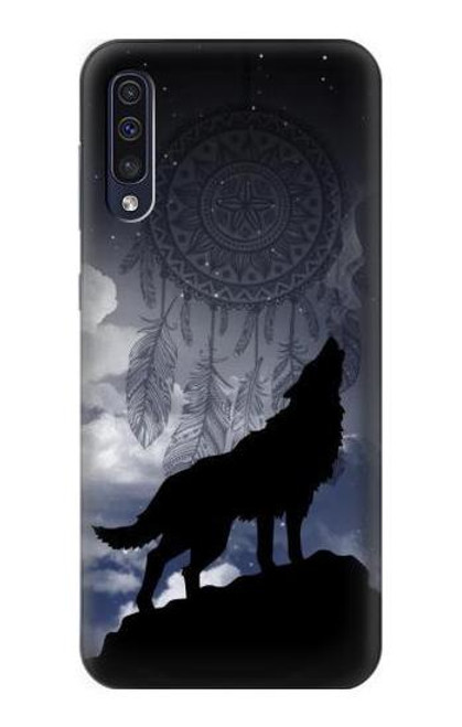 S3011 ドリームキャッチャーオオカミは 月にハウリング Dream Catcher Wolf Howling Samsung Galaxy A50 バックケース、フリップケース・カバー