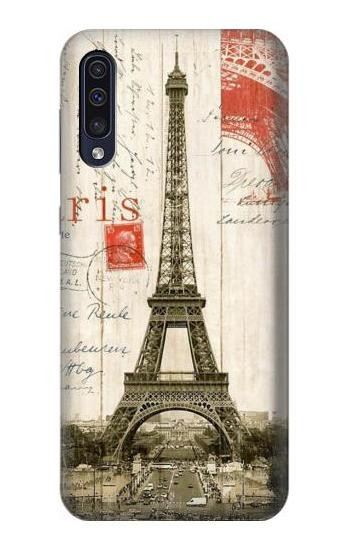 S2108 エッフェル塔パリポストカード Eiffel Tower Paris Postcard Samsung Galaxy A70 バックケース、フリップケース・カバー