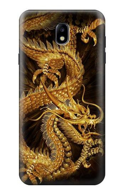 S2804 ゴールドドラゴンプリント Chinese Gold Dragon Printed Samsung Galaxy J7 (2018) バックケース、フリップケース・カバー