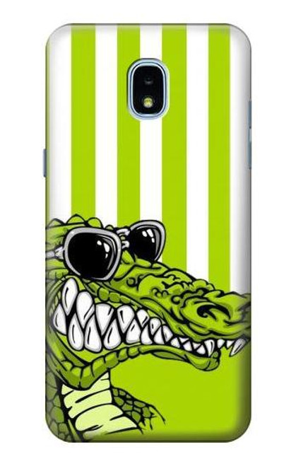 S2323 楽しい グリーンアリゲータークロコダイル Funny Green Alligator Crocodile Samsung Galaxy J3 (2018) バックケース、フリップケース・カバー