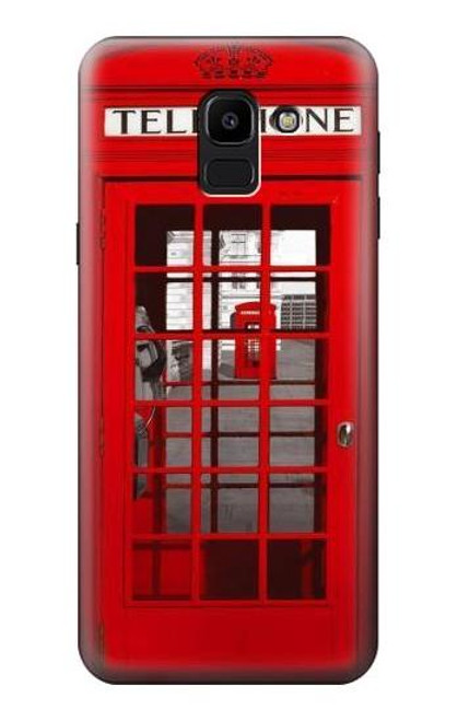 S0058 ロンドン〔イギリス〕の赤い電話ボックス Classic British Red Telephone Box Samsung Galaxy J6 (2018) バックケース、フリップケース・カバー