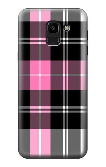 S3091 ピンクの模様のパターン Pink Plaid Pattern Samsung Galaxy J6 (2018) バックケース、フリップケース・カバー