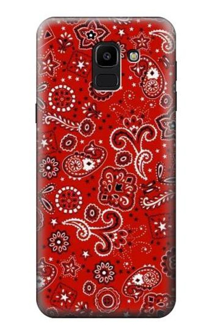S3354 赤バンダナ Red Classic Bandana Samsung Galaxy J6 (2018) バックケース、フリップケース・カバー