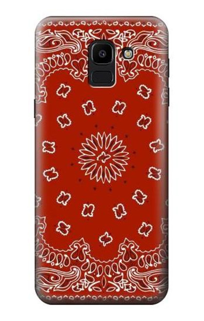 S3355 赤バンダナパターン Bandana Red Pattern Samsung Galaxy J6 (2018) バックケース、フリップケース・カバー