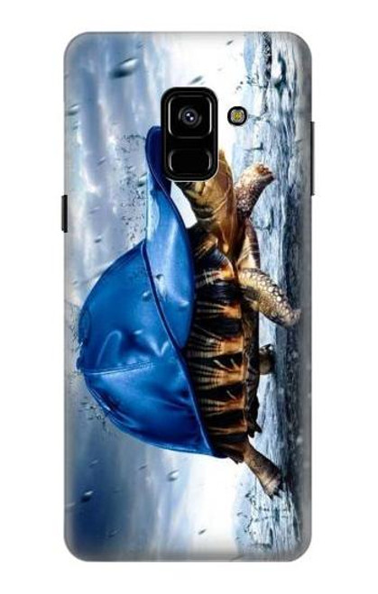 S0084 雨でかめ Turtle in the Rain Samsung Galaxy A8 (2018) バックケース、フリップケース・カバー