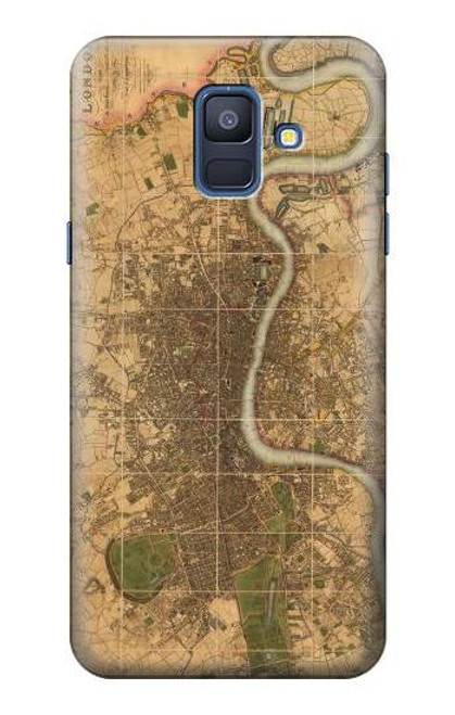 S3230 ロンドンのヴィンテージマップ Vintage Map of London Samsung Galaxy A6 (2018) バックケース、フリップケース・カバー