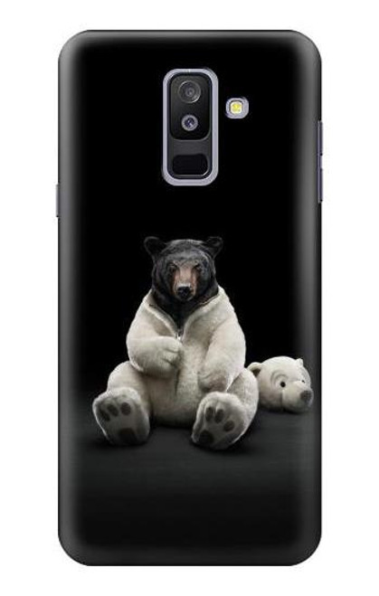 S0878 黒いくま Black Bear Samsung Galaxy A6+ (2018), J8 Plus 2018, A6 Plus 2018  バックケース、フリップケース・カバー