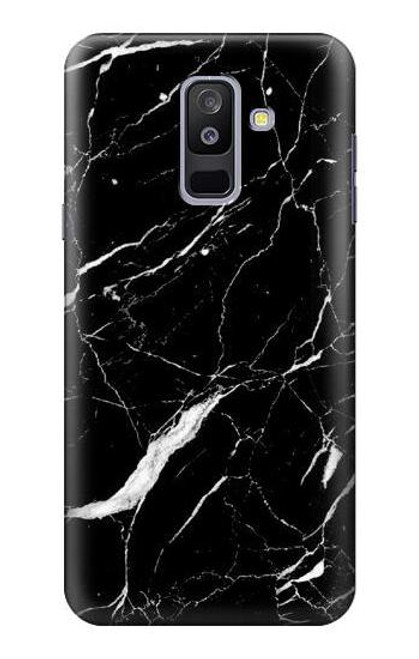 S2895 ブラックマーブルグラフィックプリント Black Marble Graphic Printed Samsung Galaxy A6+ (2018), J8 Plus 2018, A6 Plus 2018  バックケース、フリップケース・カバー