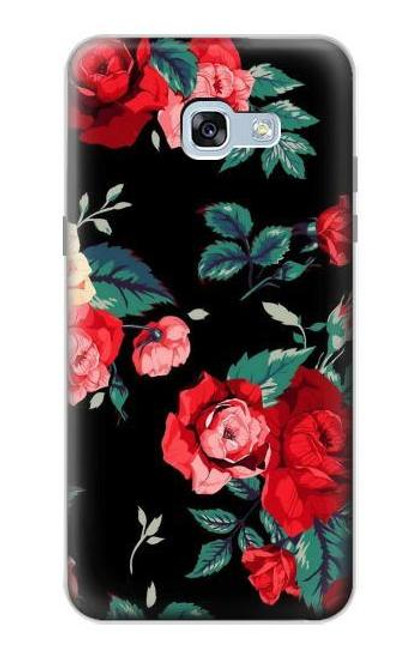 S3112 黒バラ パターン Rose Floral Pattern Black Samsung Galaxy A5 (2017) バックケース、フリップケース・カバー