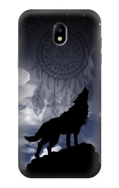 S3011 ドリームキャッチャーオオカミは 月にハウリング Dream Catcher Wolf Howling Samsung Galaxy J5 (2017) EU Version バックケース、フリップケース・カバー