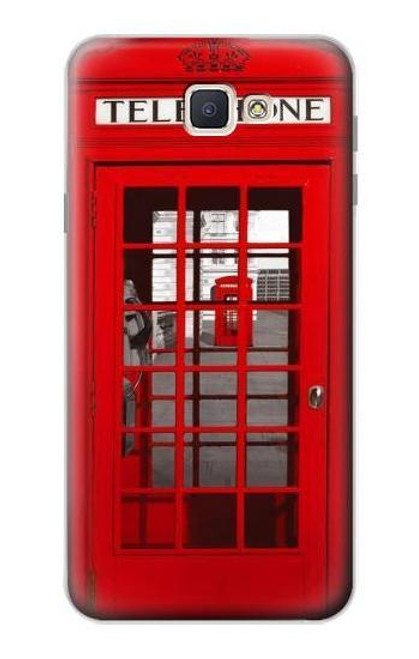 S0058 ロンドン〔イギリス〕の赤い電話ボックス Classic British Red Telephone Box Samsung Galaxy J7 Prime (SM-G610F) バックケース、フリップケース・カバー