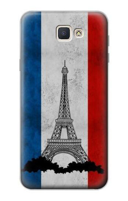 S2859 ヴィンテージフランスの旗エッフェル塔 Vintage France Flag Eiffel Tower Samsung Galaxy J7 Prime (SM-G610F) バックケース、フリップケース・カバー