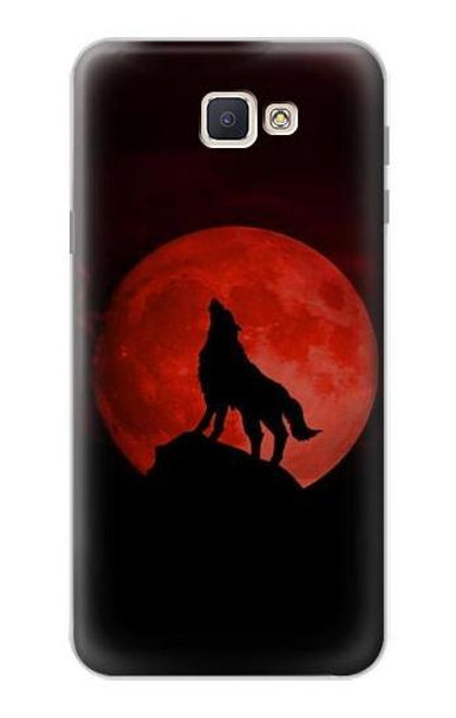 S2955 狼は赤月にハウリング Wolf Howling Red Moon Samsung Galaxy J7 Prime (SM-G610F) バックケース、フリップケース・カバー