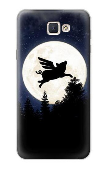 S3289 飛豚 満月 Flying Pig Full Moon Night Samsung Galaxy J7 Prime (SM-G610F) バックケース、フリップケース・カバー