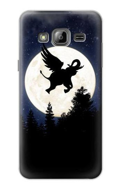 S3323 飛び象満月の夜 Flying Elephant Full Moon Night Samsung Galaxy J3 (2016) バックケース、フリップケース・カバー