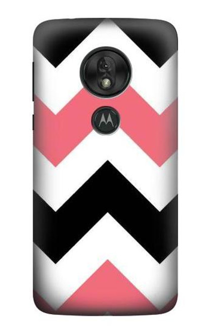 S1849 ピンクブラックシェブロンジグザグ Pink Black Chevron Zigzag Motorola Moto G7 Play バックケース、フリップケース・カバー