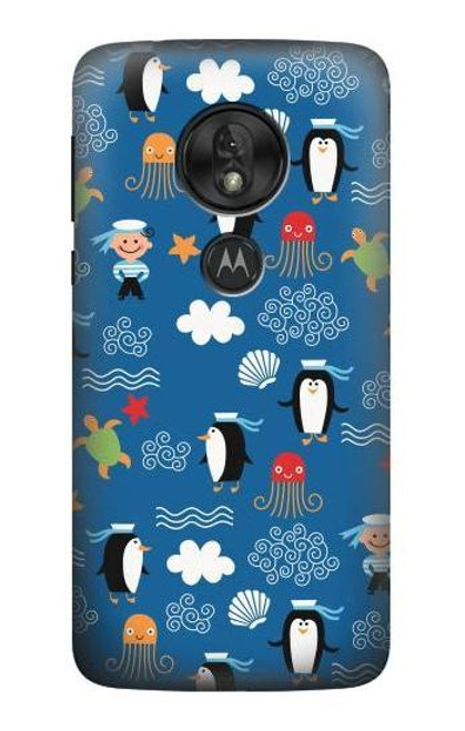 S2572 マリンペンギン柄 Marine Penguin Pattern Motorola Moto G7 Play バックケース、フリップケース・カバー