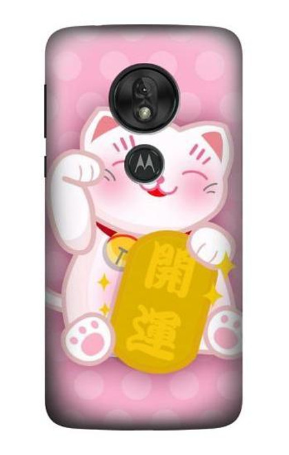 S3025 招き猫 Pink Maneki Neko Lucky Cat Motorola Moto G7 Play バックケース、フリップケース・カバー