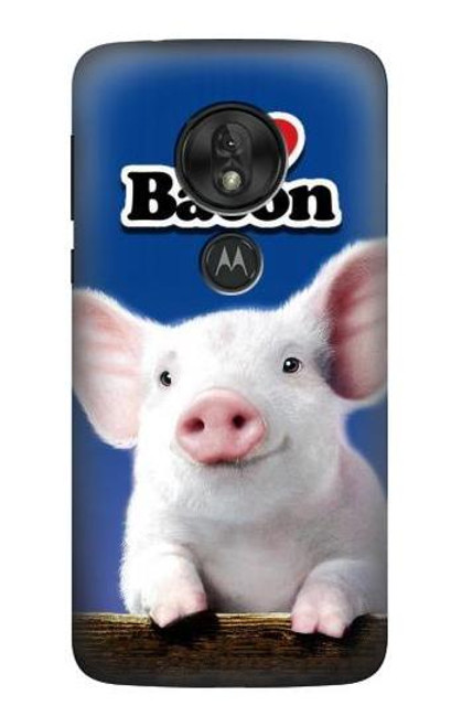 S0608 私はベーコンが大好き かわいい子ブタ I Love Bacon Cute Baby Pig Motorola Moto G7 Power バックケース、フリップケース・カバー