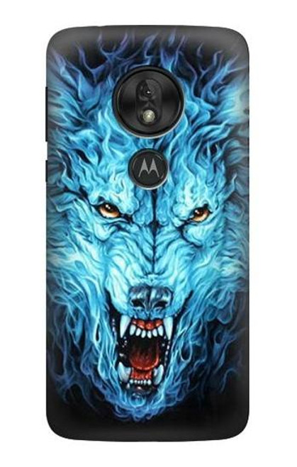 S0752 青火災狼 Blue Fire Grim Wolf Motorola Moto G7 Power バックケース、フリップケース・カバー