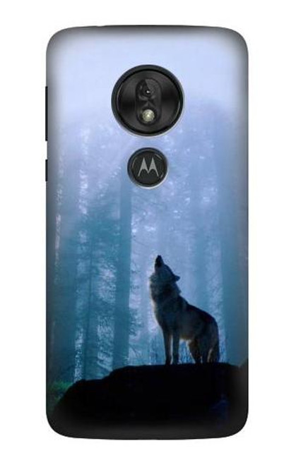 S0935 森の中の野生オオカミのハウリング Wolf Howling in Forest Motorola Moto G7 Power バックケース、フリップケース・カバー